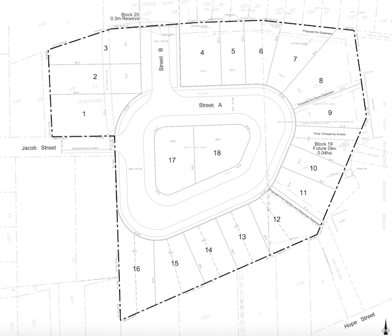 Site Plan of a development in Tavistock, ON